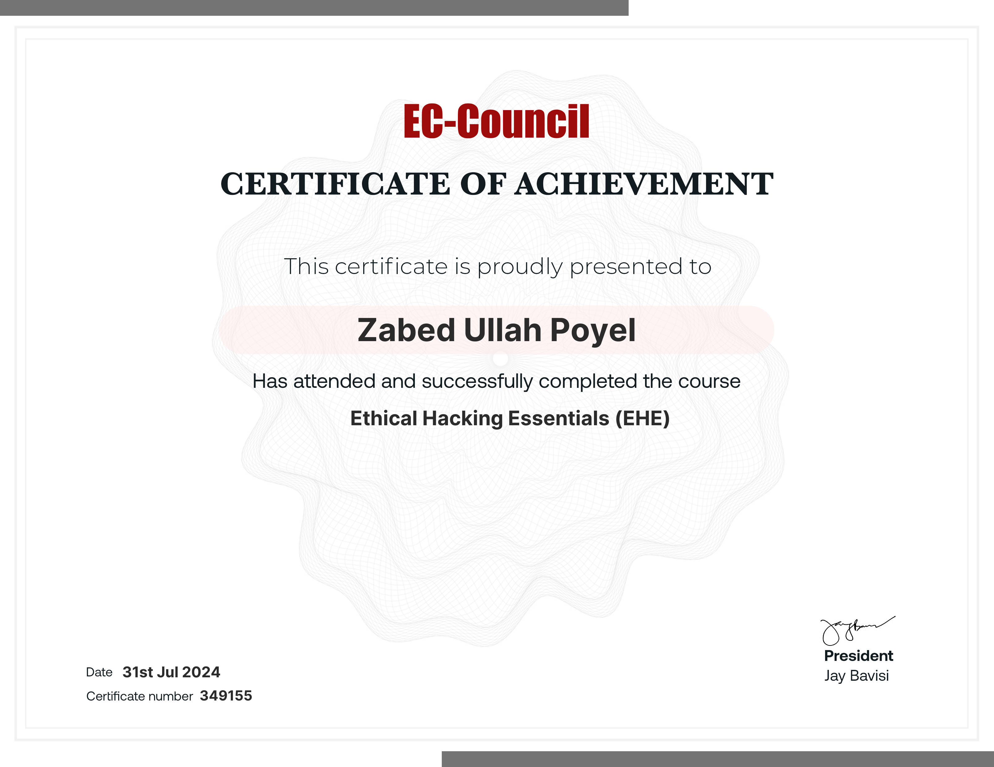EHE Certificate